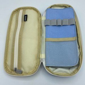 Canvas Light Blue Pencil Pen Case  Large